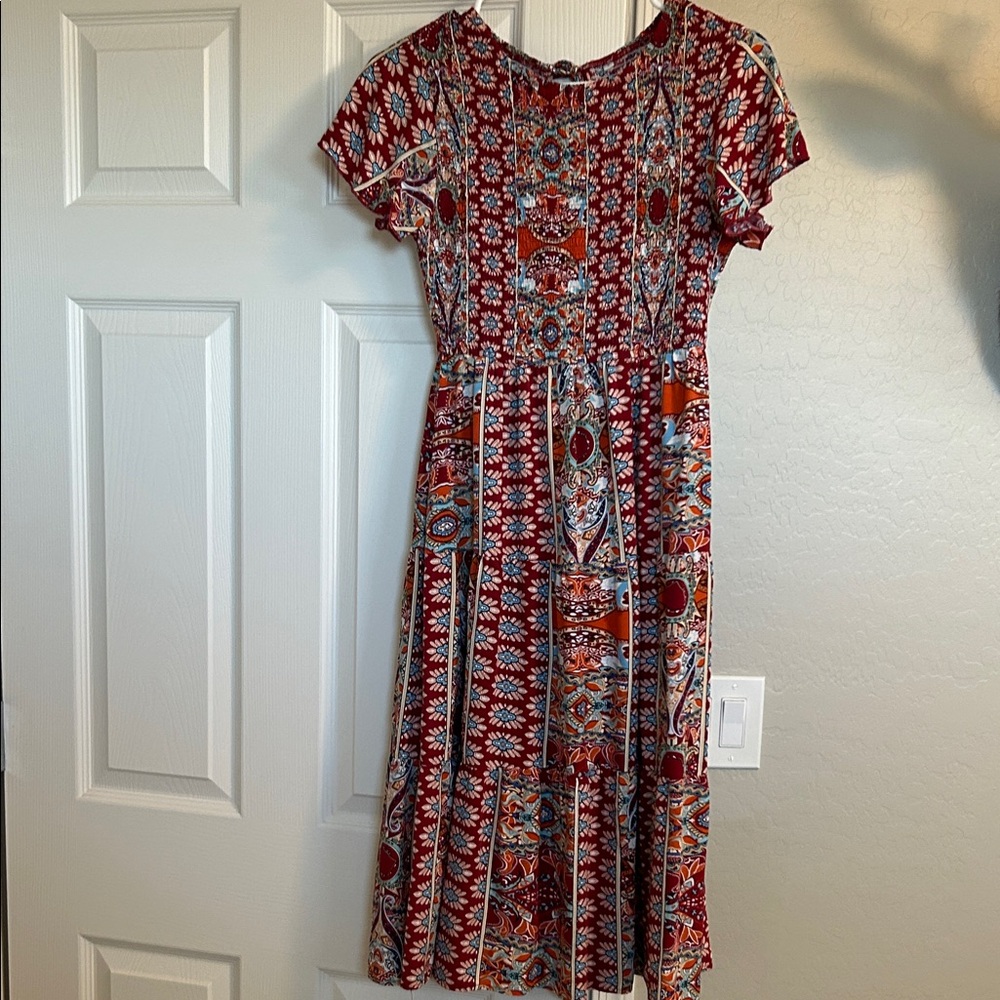 Bohemian Red Patterned Dress